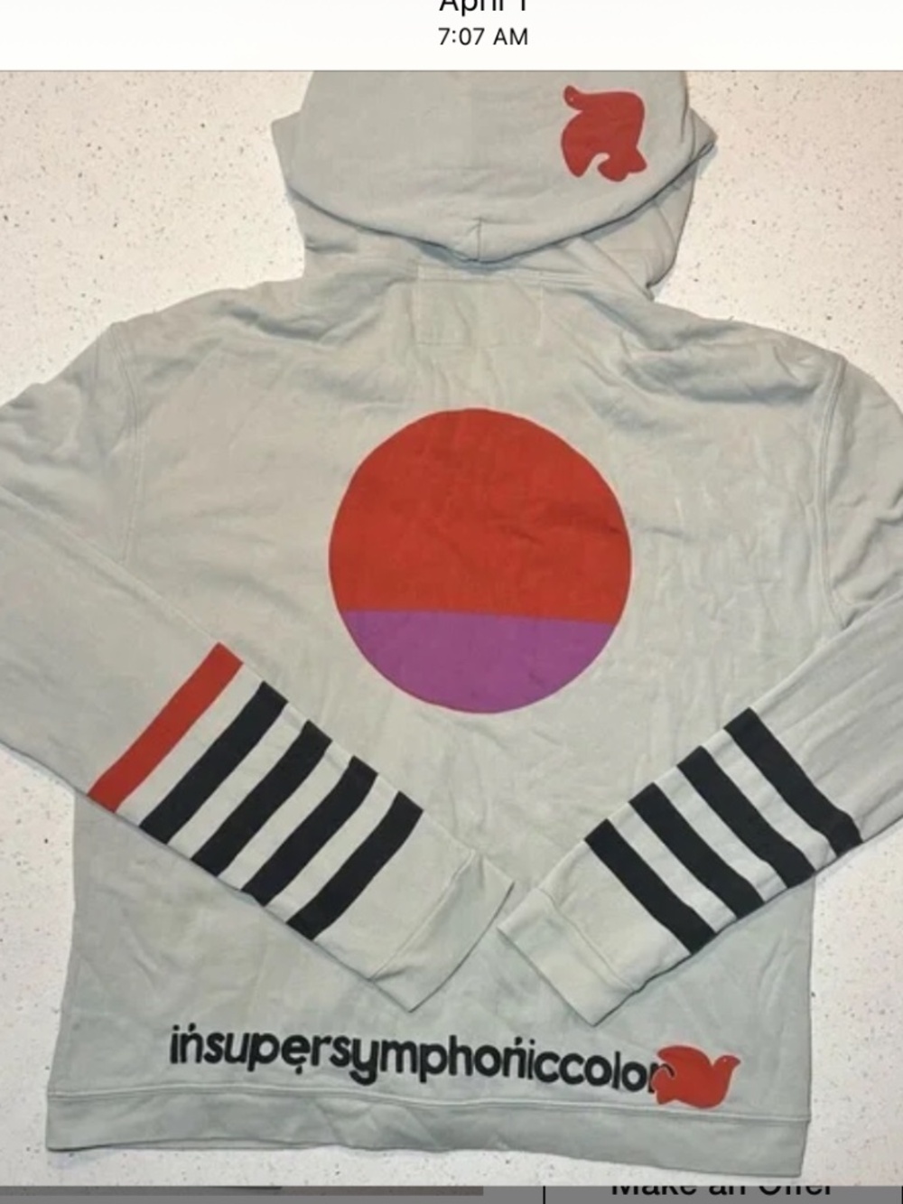 FREECITY Zip Up Hoodie Sweatshirt Symphonic Color Sz 2/M
